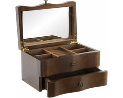 Doos-Juwelenkistje DKD Home Decor Spiegel Fluweel Hout MDF (20 x 13 x 12 cm)