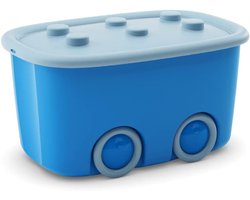 Doos met deksel en wielen Funny Box L KIS 58x39x32cm/46l blauw