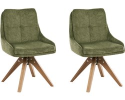 DORRIS - Eetkamerstoel set van 2 - Groen - Polyester
