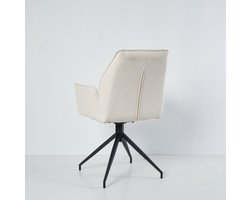 Do's Design - Eetkamerstoel Bella, Bouclé Crème Wit – Draaibaar 360° – Met Armleuningen – Luxe Comfortabele Stoel – Designstoel voor Eetkamer, Woonkamer of Kantoor