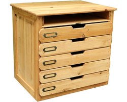 Dossier Kast - Opbergkast Bureau - Thuis Kantoor - Massief Hout - A4 Formaat - Grijs