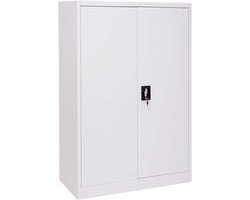 Dossierkast MCW-H17, stalen kast Kantoorkast Kast, 2 deuren afsluitbaar metaal ~ 140x90x40cm wit