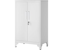 Dossierkast – Multifunctionele Kantoorkast met 2 Deuren – Afsluitbare Opbergkast van Staal – Voor Werkkamer of Woonkamer – 40D x 60B x 90H cm – Wit