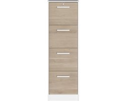 Dossierkast Sil-138cm-4 Lades-wit/eik