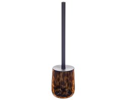 Dotty Toiletborstel - WC Borstel met Houder Luxe Design - Badkamer Accessoire Modern Glas - Hygiënische Toiletborstel Set Stijlvol Interieur - Glas - Ø 9.8 x 39 cm - Bruin