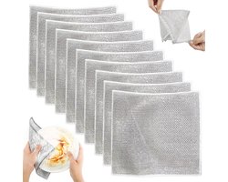 Double Layer Multipurpose Anti-Scratch Steel Wire Dish Cloths - Steel Wire Dish Towels - Wet and Dry Multipurpose Steel Wire Dish Cloths (10 Pack)