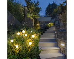 DOUBLE MM - Solar Tuinverlichting - Vuurvliegjes - Sfeerverlichting - Buitenverlichting op Zonne Energie - Waterdicht - Prikspots - 2 Stuks in verpakking - Let op geen 2 x 8 leds maar nu 2x 10 leds! - Branden meer dan 12 uur - Tuinverlichting