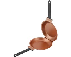 Double-sided frying pan - non-stick coating - kleine pan - pancake pan - opvouwbare koekenpan - dubbele pan - omeletpan - flippan