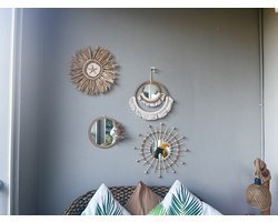 Double T Concept® Circa Wall Art - Bohemian - Wanddecoratie - Muurdecoratie - Rotan - Raffia - Naturel