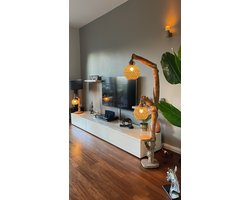 Double T Concept® Staande Dubbele Pijnboom Lamp - Staande Lamp - Trendy Boomstam Houten Vloerlamp - Industrieel - Landelijk - Natuurlijk Hout - Bohemian - Wandlampen - Leeslampen- 150cm