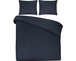 DoubleDry Dekbedovertrek 100% Natuurlijk Katoen - Tweepersoons 200x200/220 cm + 2 Kussenslopen - Ademend & Zacht - Grijsblauw