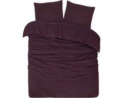 DoubleDry Dekbedovertrek Flanel 100% Zacht Katoen - Tweepersoons 200x200/220 cm + 2 Kussenslopen - Ademend & Huidvriendelijk - Paars