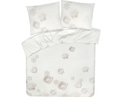 DoubleDry Dekbedovertrek My Design 100% katoen - Eenpersoons 140x200 cm + 1 Kussensloop - bloem naturel