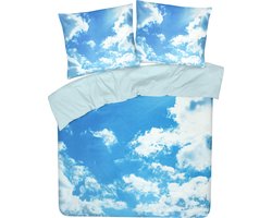 DoubleDry Dekbedovertrek My Design 100% Katoen - Tweepersoons 200x200 cm + 2 Kussenslopen - in de wolken
