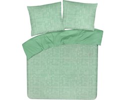 DoubleDry Dekbedovertrek My Design 100% Katoen - Tweepersoons 200x200 cm + 2 Kussenslopen - pattern groen