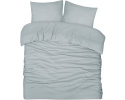 DoubleDry Dekbedovertrek Seersucker - 100% Katoen - Lits Jumeaux 240x200/220 cm + 2 Kussenslopen - Luchtig & Huidvriendelijk - Petrol