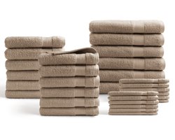 DoubleDry Handdoeken 30-delig set - Hotel kwaliteit 500 g/m2 - Taupe