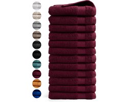 DoubleDry Handdoeken 50 x 100 - set van 12 - Hotel kwaliteit 500 g/m2 - 12x Bordeaux Rood