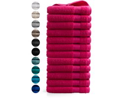 DoubleDry Handdoeken 50 x 100 - set van 12 - Hotel kwaliteit 500 g/m2 - 12x Roze