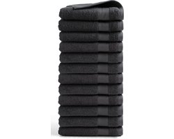 DoubleDry Handdoeken Set 50 x 100 cm - 12 stuks - 100% zacht katoen 500 g/m2 - 12x Antraciet