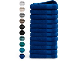 DoubleDry Handdoeken Set 50 x 100 cm - 12 stuks - 100% zacht katoen 500 g/m2 - 12x Klassiek Blauw