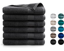DoubleDry Handdoeken Set 70 x 140 cm - 6 stuks - 100% zacht katoen 500 g/m2 - 6x Antraciet