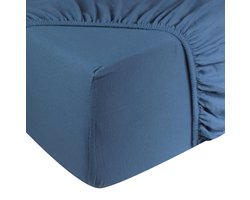 DoubleDry Hoeslaken Flanel 100% Zacht Katoen - Eenpersoons 90x200 cm - Rondom Elastiek - Petrol