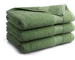 DoubleDry Hotel Badhanddoeken 70 x 140 cm – Set van 3 – 100% Katoen 500 g/m2 – Zacht & Absorberend - Groen