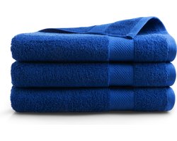 DoubleDry Hotel Badhanddoeken 70 x 140 cm – Set van 3 – 100% Katoen 500 g/m2 – Zacht & Absorberend - Klassiek Blauw