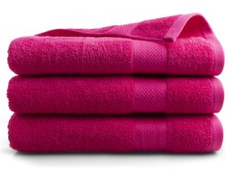 DoubleDry Hotel Badhanddoeken 70 x 140 cm – Set van 3 – 100% Katoen 500 g/m2 – Zacht & Absorberend - Roze
