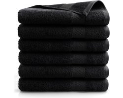DoubleDry Hotel Badhanddoeken 70 x 140 cm - Set van 6 - 100% Zacht Katoen 500 g/m2 - 6x Zwart