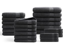 DoubleDry Hotel Handdoeken 30-delig Set - 100% Katoen 500 g/m2 - Zacht & Absorberend - Antraciet