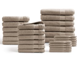 DoubleDry Hotel Handdoeken 30-delig Set - 100% Katoen 500 g/m2 - Zacht & Absorberend - Beige Taupe