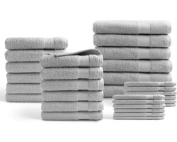 DoubleDry Hotel Handdoeken 30-delig Set - 100% Katoen 500 g/m2 - Zacht & Absorberend - Lichtgrijs