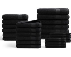 DoubleDry Hotel Handdoeken 30-delig Set - 100% Katoen 500 g/m2 - Zacht & Absorberend - Zwart