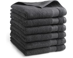 DoubleDry Hotel Handdoeken 50 x 100 cm – Set van 6 – 100% Katoen 500 g/m2 – Zacht & Absorberend - Antraciet