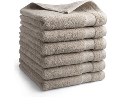 DoubleDry Hotel Handdoeken 50 x 100 cm – Set van 6 – 100% Katoen 500 g/m2 – Zacht & Absorberend - Beige Taupe