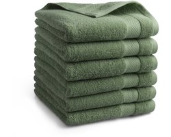 DoubleDry Hotel Handdoeken 50 x 100 cm – Set van 6 – 100% Katoen 500 g/m2 – Zacht & Absorberend - Groen
