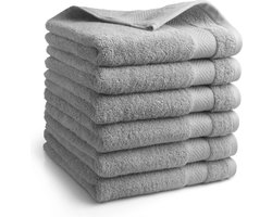 DoubleDry Hotel Handdoeken 50 x 100 cm – Set van 6 – 100% Katoen 500 g/m2 – Zacht & Absorberend - Lichtgrijs