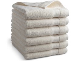 DoubleDry Hotel Handdoeken 50 x 100 cm – Set van 6 – 100% Katoen 500 g/m2 – Zacht & Absorberend - Nature Crème