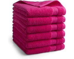 DoubleDry Hotel Handdoeken 50 x 100 cm – Set van 6 – 100% Katoen 500 g/m2 – Zacht & Absorberend - Roze