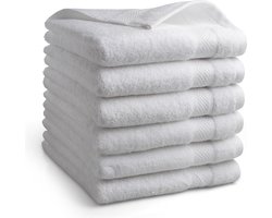 DoubleDry Hotel Handdoeken 50 x 100 cm – Set van 6 – 100% Katoen 500 g/m2 – Zacht & Absorberend - Wit