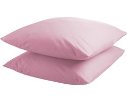 DoubleDry Kussensloop 2 stuks - 100% natuurlijk katoen - 2x 60x70 - roze