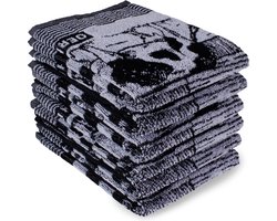 DoubleDry Luxe Keukenhanddoeken Set - 6 Stuks - 50x50 cm - 100% Katoen - Hoge Absorptie & Duurzaam - Boerderij, Zwart
