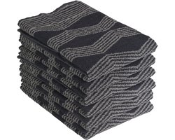 DoubleDry Luxe Keukenhanddoeken Set - 6 Stuks - 50x50 cm - 100% Katoen - Hoge Absorptie & Duurzaam - Graphic, Grijs