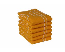 DoubleDry Luxe Keukenhanddoeken Set - 6 Stuks - 50x50 cm - 100% Katoen - Hoge Absorptie & Duurzaam - Keukentools, Geel