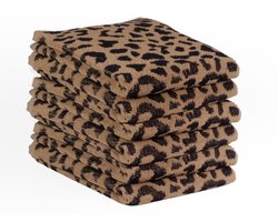 DoubleDry Luxe Keukenhanddoeken Set - 6 Stuks - 50x50 cm - 100% Katoen - Hoge Absorptie & Duurzaam - Luipaard, Beige