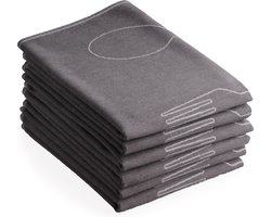 DoubleDry Luxe Theedoeken Set - 6 Stuks - 50x70 cm - 100% Katoen - Hoge Absorptie & Duurzaam - Hip Bestek, Grijs