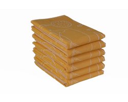 DoubleDry Luxe Theedoeken Set - 6 Stuks - 50x70 cm - 100% Katoen - Hoge Absorptie & Duurzaam - Keukentools, Geel