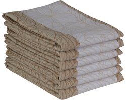 DoubleDry Luxe Theedoeken Set - 6 Stuks - 50x70 cm - 100% Katoen - Hoge Absorptie & Duurzaam - Leaves, Lichtbeige